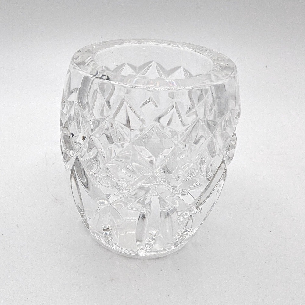 Vtg Waterford Crystal Votive Taper  Candle Holder Clear Diamond Cut Lismore